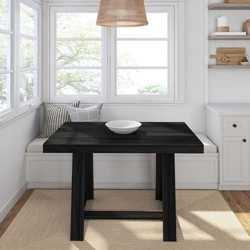 Plank+Beam Classic 48 Inch Dining Table, Rectangular, Black Wirebrush