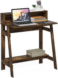 Furinno Simplistic 32" Wide Desk, Gaming Desk with Shelf, Amber Pine