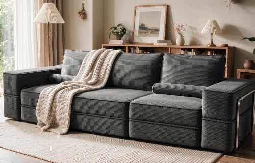 Oversize Convertible Boneless Couch Bed, 103 Inch Corduroy futon Sofa Bed