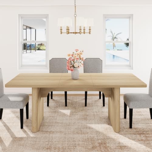 GarveeHome Rectangular 63"-82.7" Extendable Dining Table with Round Corner
