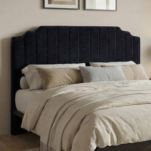 King Headboard, Black Upholstered Headboard for Bed, No Assembly
