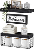 QEEIG ‎Bathroom Shelves with Decor Sign (Black, 15.7")