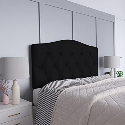 EMMA + OLIVER Black Queen Tufted Headboard