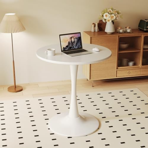 White Round Dining Table for 2 Person, 24 Inch Small Tulip Table