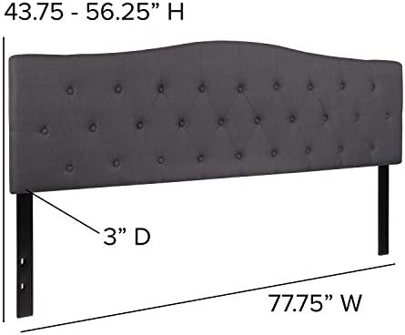 EMMA + OLIVER Dark Gray King Tufted Headboard