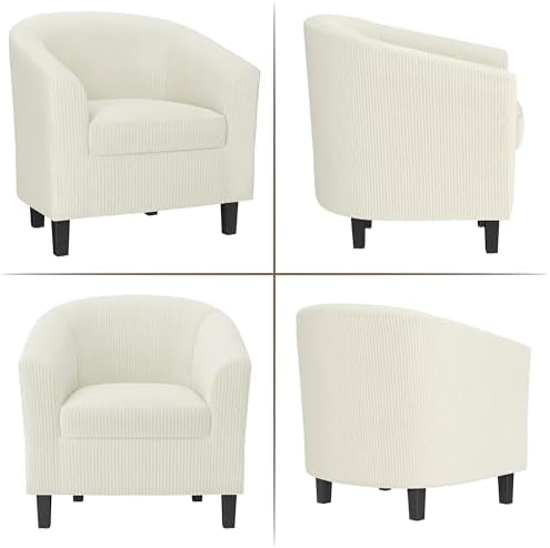 Topeakmart Corduroy Fabric Accent Chair Set of 2, 300 lb Cap, Beige