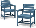 SERWALL Patio Dining Chair Set of 2,All Weather HDPE Dining Chair, Blue