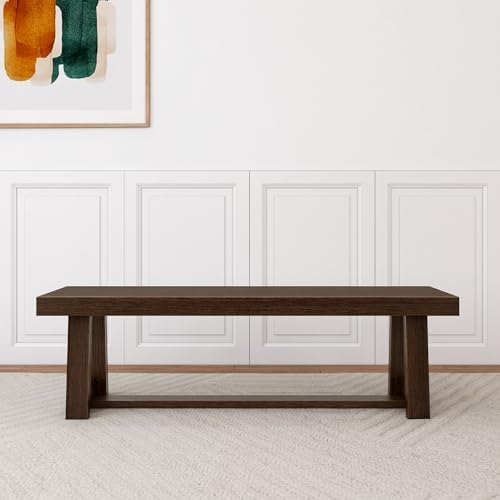 Plank+Beam Classic Dining Bench, 60 Inch, Walnut Wirebrush