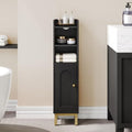 Hzuaneri Bathroom Storage Cabinet, Small Corner Floor Cabinet | Narrow Toilet Paper Holder, Bathroom Organizer with Adjustable Shelf, 2 Doors, for Small Spaces, Black BC08206X