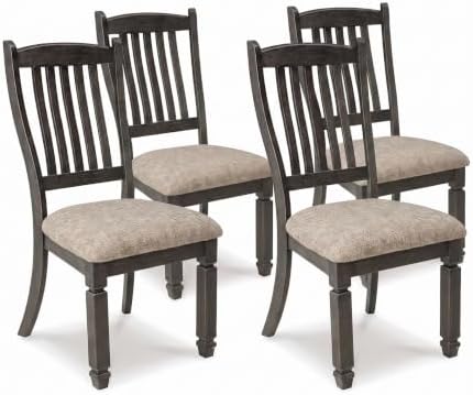 Signature Design by Ashley Ralene Transitional Faux Leather Dining Chair with Cushioned Seat, Set of 4, Medium Brown & Black