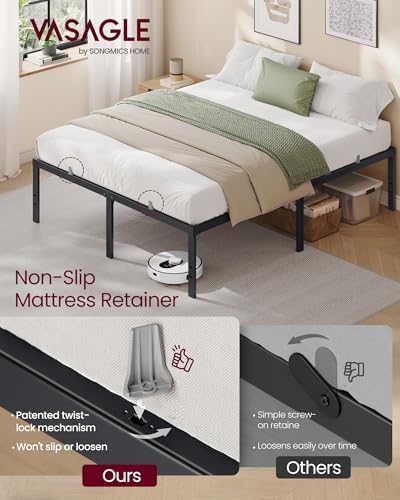 VASAGLE Queen Metal Bed Frame, 18 Inches Tall, 1100 lb Weight Capacity