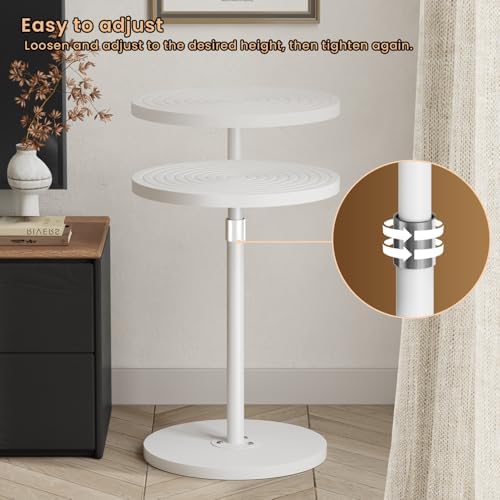 Asgolion Round Side Table, Small Adjustable-Height Drink Table