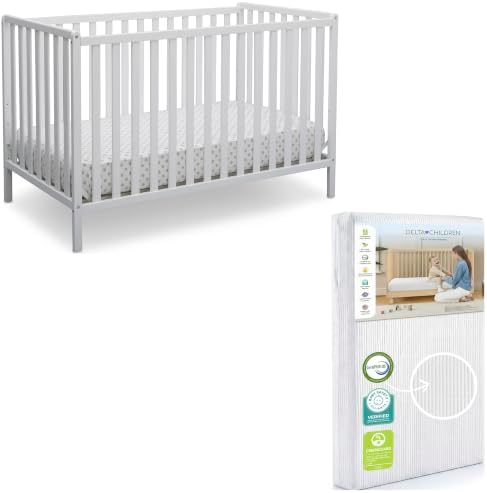 Delta Children Heartland 4-in-1 Convertible Crib & Mattress, Bianca White