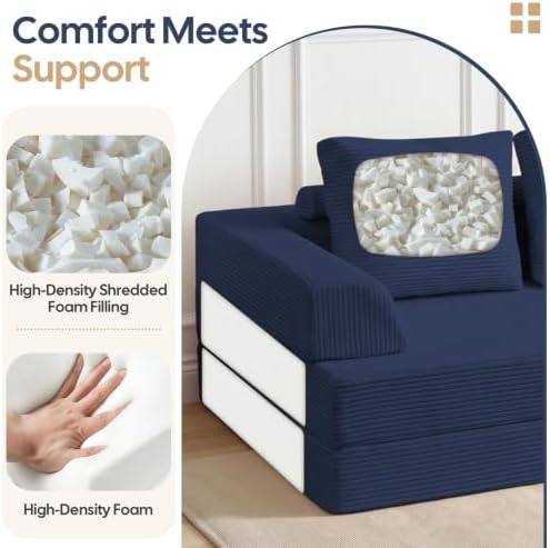 COMAX Convertible Futon Sofa Bed, 59" Folding Boneless Loveseat Small Couch