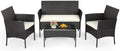 FDW 4-Piece Patio Furniture Set | Black | Outdoor Wicker Furniture