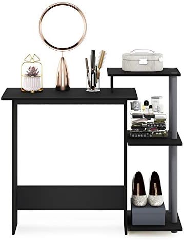Furinno EFFICIENT Desk, 28.6" Wide Gaming Desk with 3 Open Side Shelves, Laptop Notebook Computer Desk, Office Desk for Home Office, Study Room, Dorm, Bedroom, Black