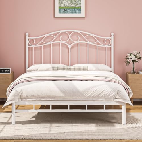 Queen Size Headboard Only, Vintage Metal Headboard for Queen Bed White