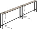 SUPERJARE 110.2 inch Narrow Behind Couch Table with Charging Stations