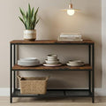 Homleke 39.4" L Kitchen Island with 3 Shelves, Workbench,Metal Frame