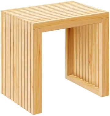 Bamboo Dining Bench, 18'' Slatted Design Entryway Bench, Natural