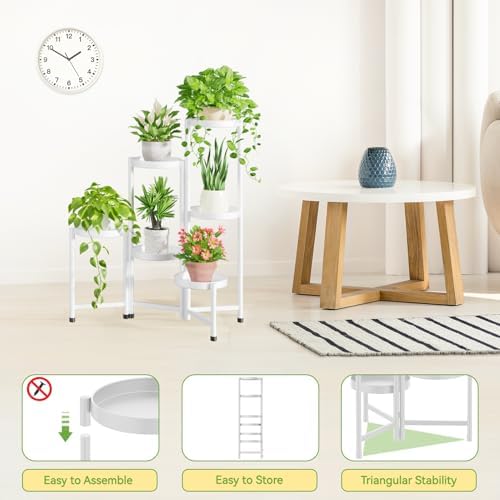 iDavosic.ly Plant Stand Indoor Outdoor, 6 Tier Metal Corner Shelf, White