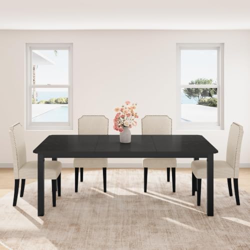 Garvee 70.8″ Dining Table for 6-8 People for Dining Room, Black(Only Table)