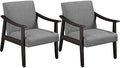Yaheetech Accent Chairs Set of 2, Mid-Century Linen Fabric, Dark Gray