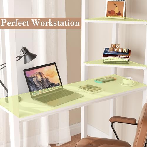 Nuturelly Full Size Loft Bed with Desk, 13" Guardrails, Noise-Free, White