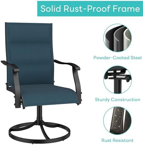 Murago Patio Chairs Set of 2, Outdoor Chairs Set of 2, Patio Chairs, Blue