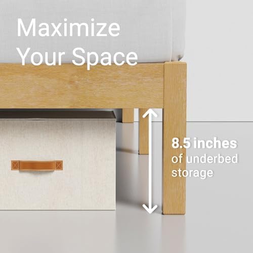 LIFEMENT King Bed Frame Classic Wood Platform, Noise Free, Under Bed Storage, No Box Spring Needed, Easy Assembly, Natural