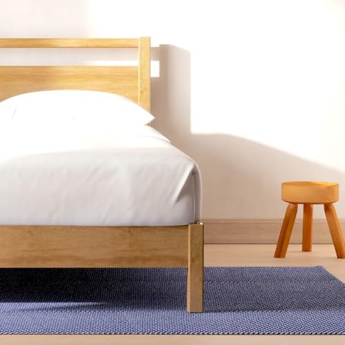 LIFEMENT Signature Wood Platform Bed Frame with Headboard, Essential, Noise Free, Under Bed Storage, No Box Spring Needed, Easy Assembly (Natural, Twin)