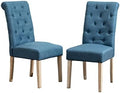 Roundhill Furniture Habit Solid Wood Tufted Parsons Dining Chair (Set of 2), Blue
