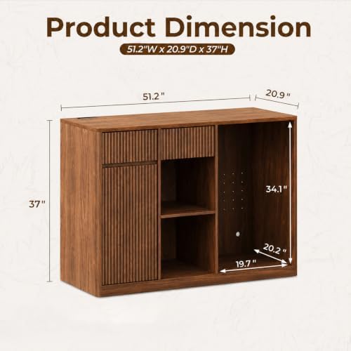 Coffee Bar with Mini Fridge Space,Liquor Wine Mini Bar Cabinet with Storage