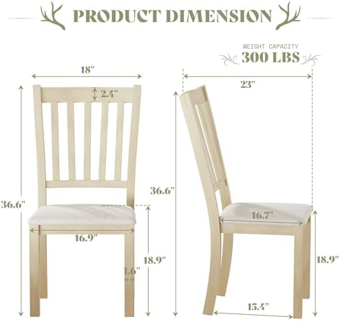 AMERLIFE Set of 8 Farmhouse Dining Chairs with Upholstered Seats, Cream