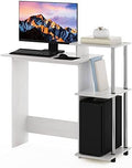 Furinno EFFICIENT Desk, 28.6" Wide Gaming Desk with 3 Open Side Shelves, Laptop Notebook Computer Desk, Office Desk for Home Office, Study Room, Dorm, Bedroom, White Oak/Stainless Steel