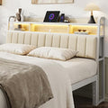 King Headboard Only with Storage, Charging Station, Off White