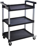 MaxWorks 80774 3-Shelf Utility Plastic Cart with Wheels-225 Lbs Maximum Capacity , Black