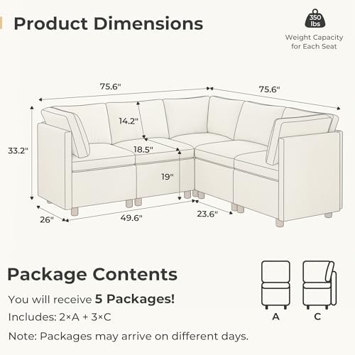 SITJOY Breakfast Nook Bench with Storage, Beige, 5 Seat (3 Corner)