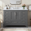 48 Inch Fully Assembled Bathroom Vanity with Sink, Grey | Modern Solid Wood Freestanding Bathroom Vanity Set, Quartz Top & Backsplash, Soft-Close Doors, Dovetail Drawers, Bath Upgrade