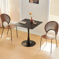 Square Dining Table, 27" Tulip Table with Thickened Tabletop & Metal Pedestal, Mid Century Modern Bistro Table for Kitchen, Small Places, Living Room, Cafe (Black)