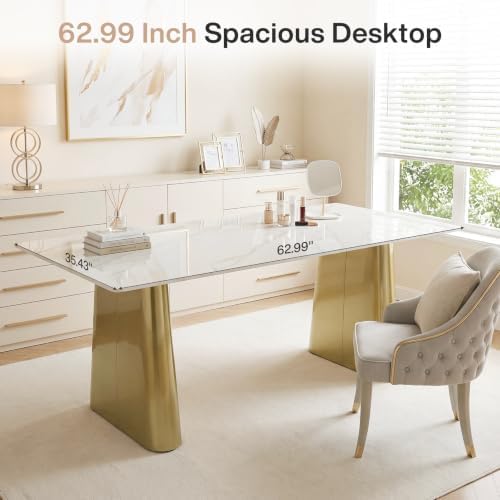 Tribesigns 63" Sintered Stone Executive Desk, Modern Office Writing Desk