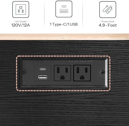 HOOBRO Bar Table with Charging Station, Rectangular Pub Table, High Top Coffee Table, Counter Bar Height Table, Narrow Long Dining Table, 35.4" L x 15.7" W x 35.6" H, Black BB90UBT01N1
