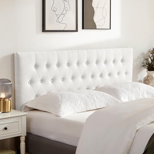 Upholstered Headboard California King, Adjustable Height 37''- 51'', White