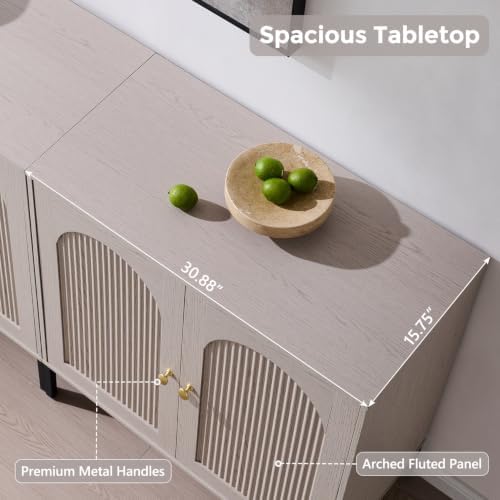 IFGET 92.63"W Modern Arch Sideboard Buffet Cabinet with Storage, Light Grey