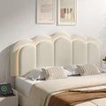 ONBRILL Upholstered Headboard Full/Queen Size with USB & Type C Port, Beige