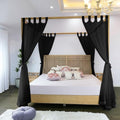 Linentalks Black Canopy Bed Curtains - 8 Panels Set with Tiebacks, Easy Open & Close Tabs, Quick Install for 4 Poster Bed or Queen Bed Frames, Romantic Touch for Bedrooms, Canopy Bed Curtains Queen
