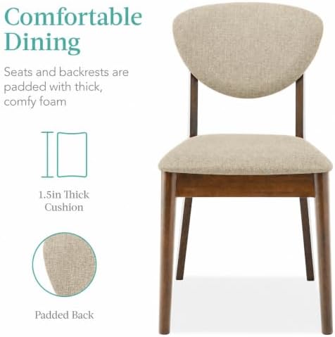 Best Choice Products 5-Piece Dining Set, Compact Mid-Century Modern Table & Chair Set for Home, Apartment w/ 4 Chairs, Padded Seats & Backrests, Wooden Frame - Walnut/Oatmeal