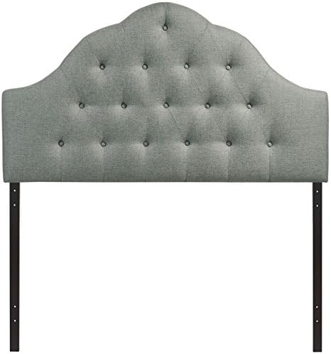 Modway Sovereign Tufted Button Linen Fabric Upholstered King Headboard in Gray