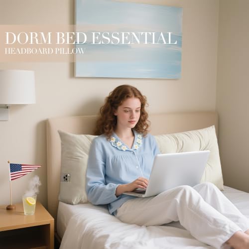 Wedge Headboard Pillow Twin XL, College Dorm Essentials Bed Reading