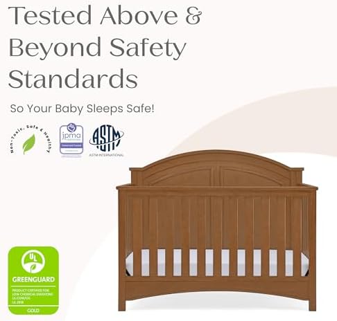 Delta Children Perry 6-in-1 Convertible Crib - Greenguard Gold Certified, Chestnut